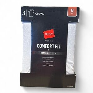 Hanes Premium Comfort Fit Cotton Stretch Crews - White Medium